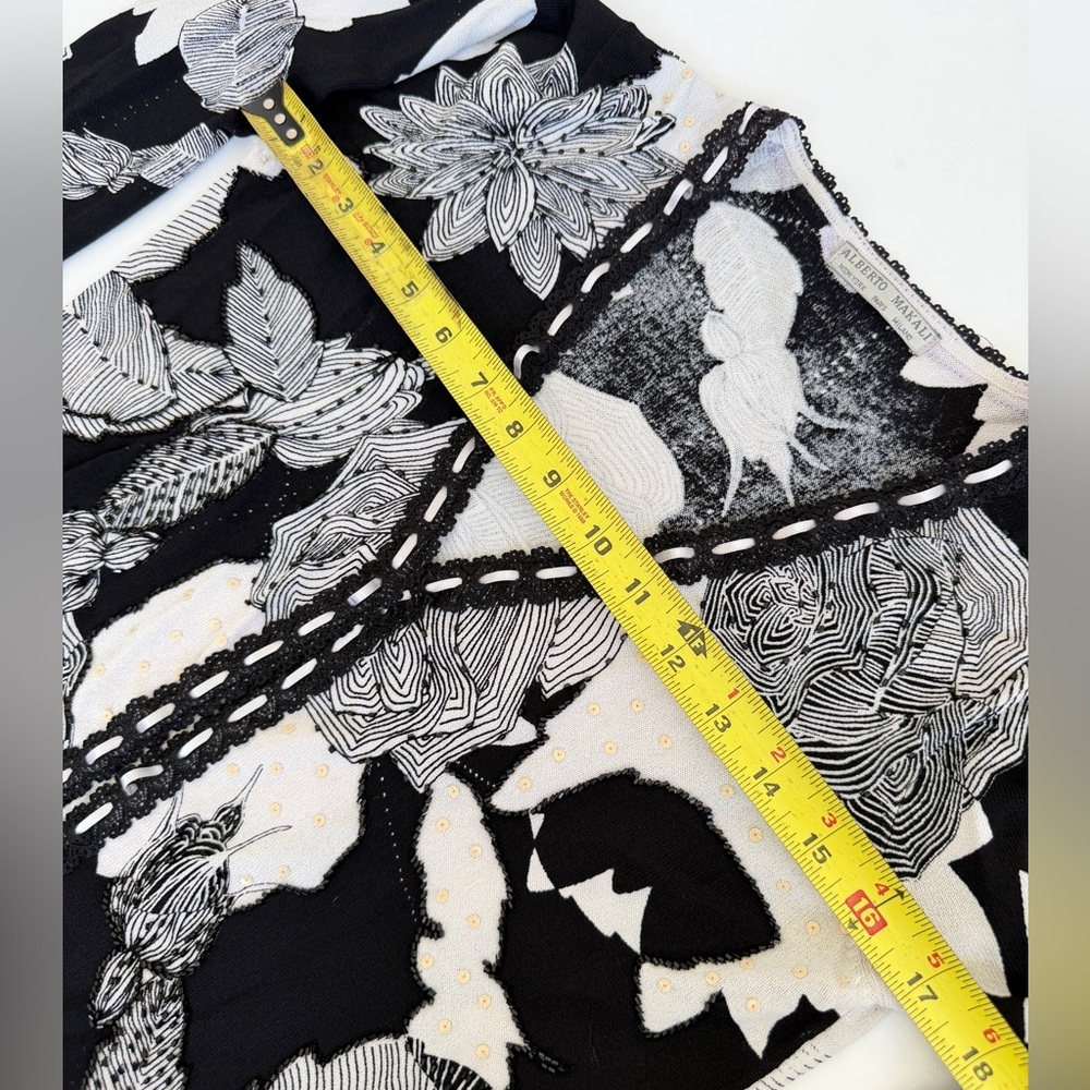 Alberto Makali Monochrome Floral Open Cardigan &‎ Tank Top Set Sz M Romantic - Picture 15 of 16